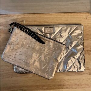 Victoria's Secret Metallic Rose Gold Pouch Duo